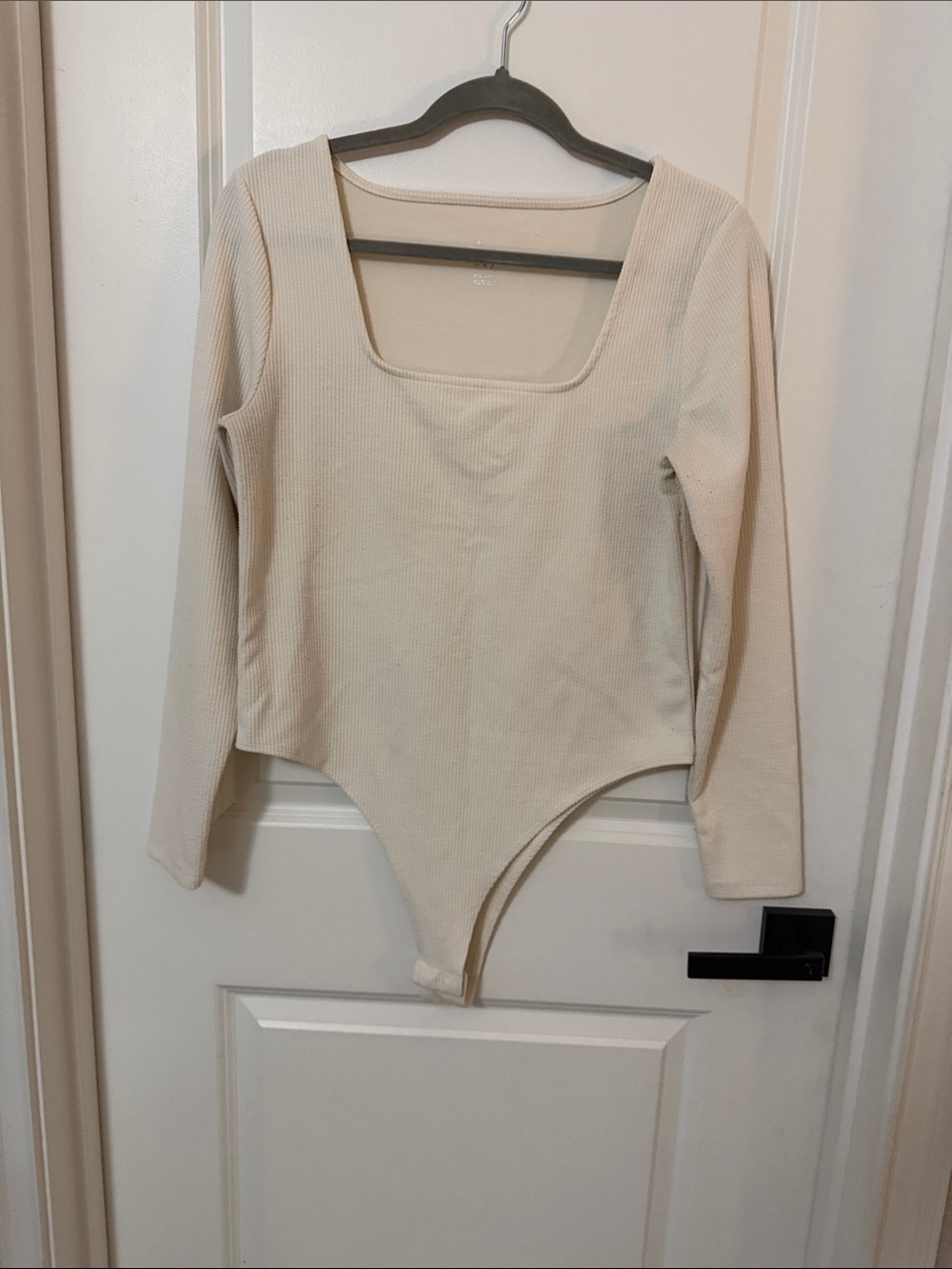 a new day Ribbed Square Neck Long-Sleeve Bodysuit - Cream